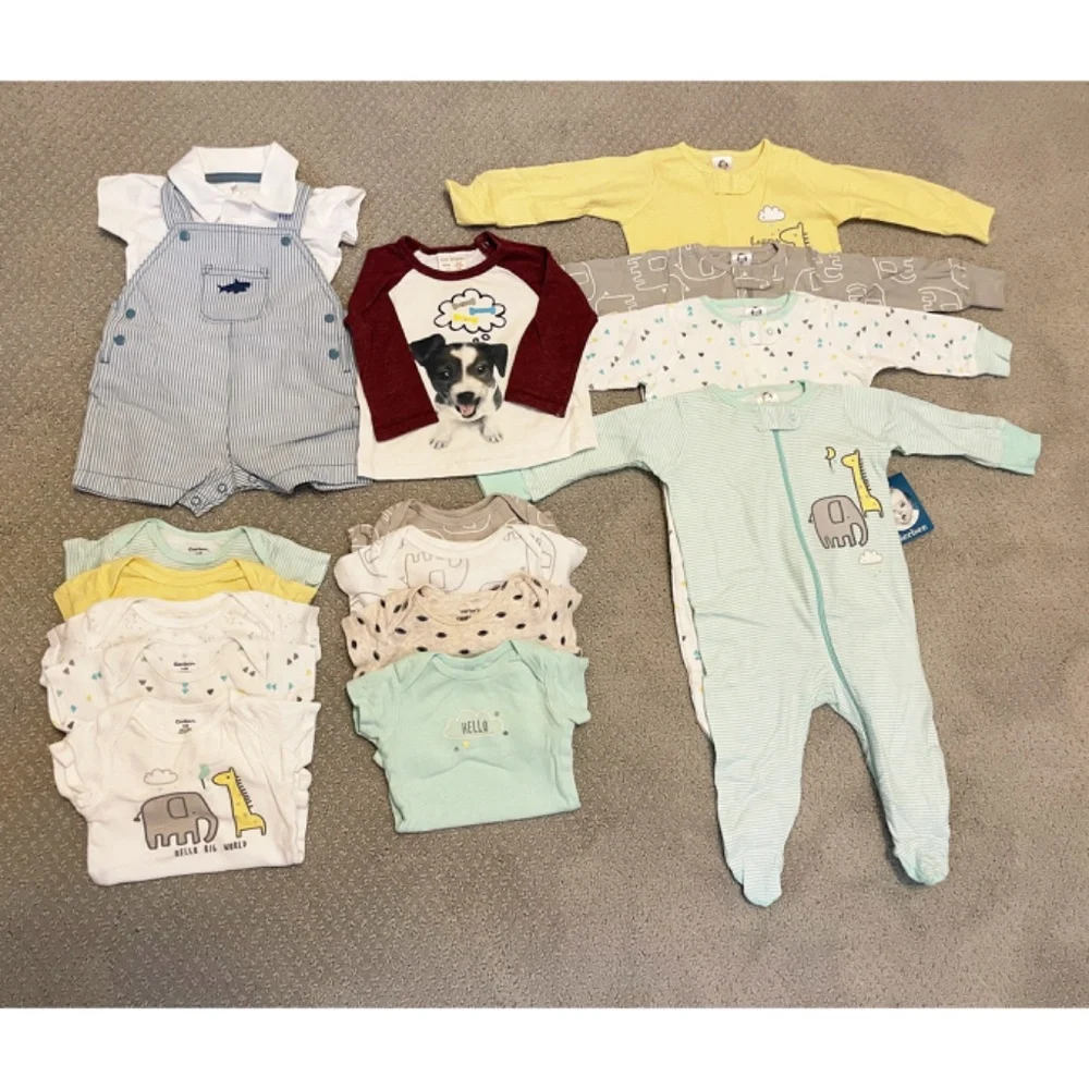 15 piece Baby Boy Bundle Sizes Newborn, 0 to 3 months